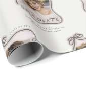 Papier Cadeau Personalized Trendy Bow Photo Graduation (Coin rond)
