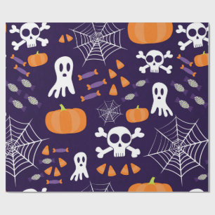 Papier Cadeau Personnages amusants et effrayants d'Halloween