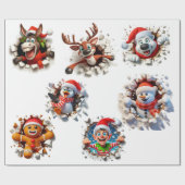 Papier Cadeau Personnages de veille de Noël (Plat)