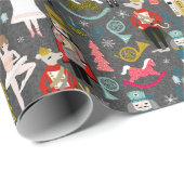 Papier Cadeau Personnages du ballet de Noël de Nutcracker - char (Coin rond)