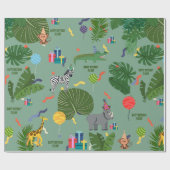 Papier Cadeau Personnalisable Animaux de fête Zoo Jungle (Plat)