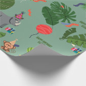Papier Cadeau Personnalisable Animaux de fête Zoo Jungle (Coin)