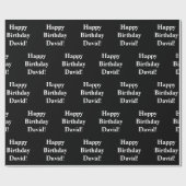 Papier Cadeau Personnalisable Joyeux Texte d'anniversaire | Noir (Plat)