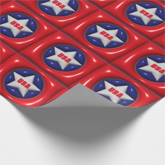 Papier Cadeau Personnalisable Red White and Blue Star USA (Coin)