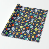 Papier Cadeau Personnalisation de l'astronaute Boy Nom de Rocket (Déroulé)