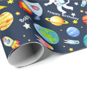 Papier Cadeau Personnalisation de l'astronaute Boy Nom de Rocket (Coin rond)