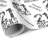 Papier Cadeau Personnalisé 21e anniversaire - 21 roches (Coin rond)