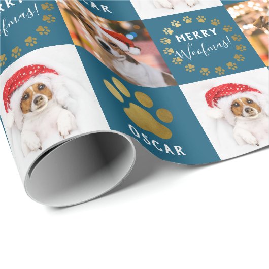 Papier Cadeau Personnalisé 2 Photo Pot Chien Chien Chien Chien P (Coin rond)