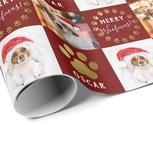 Papier Cadeau Personnalisé 2 Photo Pot de Chien Chien Chien Chie (Coin rond)