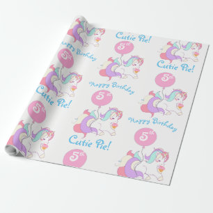 Papier cadeau personnalisé avec nom Licorne pour f