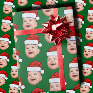 Papier Cadeau Personnalisé Baby Face Photo Santa Hat Christmas G