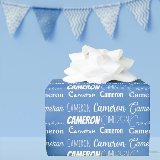 Papier Cadeau Personnalisé Blue Birthday Boys Nom Collage