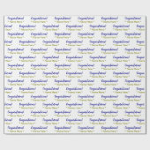 Papier Cadeau Personnalisé Blue Félicitations Gold Nom, Blanc (Plat)