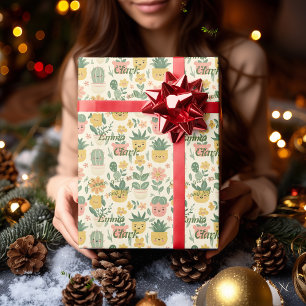 Papier Cadeau Personnalisé Cactus et Plantes Succu