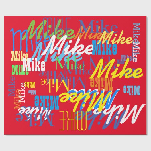 Papier Cadeau Personnalisé couleur garçons nom motif (Plat)