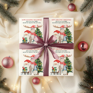 Papier Cadeau Personnalisé de Père Noël et ses assistants