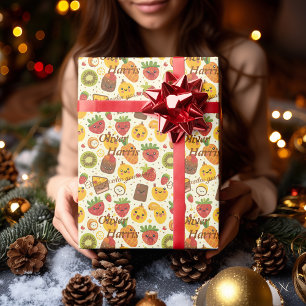 Papier cadeau personnalisé fête des fruits Kawaii 