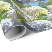 Papier cadeau personnalisé Fleurs d'hortensia (Coin rond)