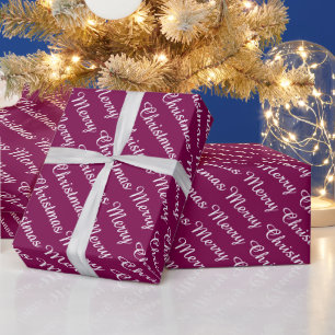Papier Cadeau Personnalisé Moderne Joyeux Noël Couleur du vin