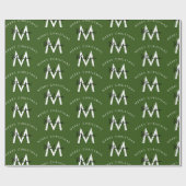 Papier Cadeau Personnalisé moderne Joyeux Noël vert Monogramme (Plat)