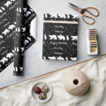 Personnalisé Mr & Mrs Cute Polar Bear Famille Noir