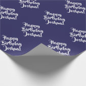 Papier Cadeau Personnalisé Nommé Joyeux Anniversaire Bleu #26235 (Coin)