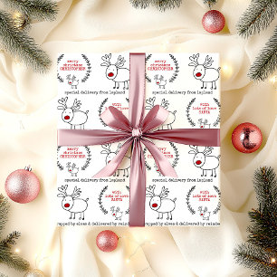 Papier Cadeau Personnalisé par le Père Noël Renne Lapland Enfant