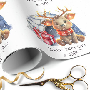 Papier Cadeau Personnalisé Père Noël Reindeer Neige mignonne Enf