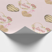 Papier Cadeau Personnalisé Rustic Trois Coeurs Motif (Coin)