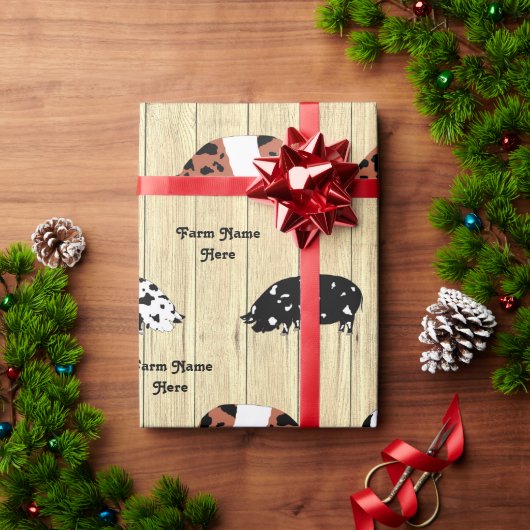 Papier Cadeau Personnalisé Rustique Noël KuneKune Cochon Herd (Cadeau de vacances)