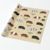 Papier Cadeau Personnalisé Rustique Noël KuneKune Cochon Herd (Déroulé)