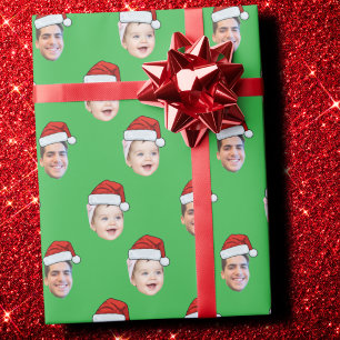 Papier Cadeau Personnalisé Santa Hat Visage de Noël Cadeau 2 Pho