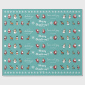 Papier Cadeau Personnalisé Turquoise Caractères de Noël Cadeau (Plat)