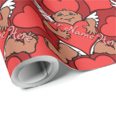 Papier cadeau personnalisé Valentine's Cupid Wrapp (Coin rond)