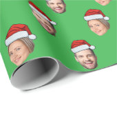 Papier Cadeau Personnalisé Visage 2 Photo Santa Hat Noël Cadeau (Coin rond)