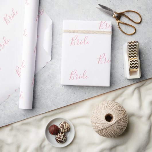 Papier Cadeau Personnalisée Rose Girly Nom Élégant Mariée Wrappi (Artisanat)