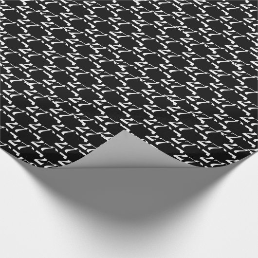 Papier Cadeau Personnaliser avec/Initial, Lettre blanche, Numéro (Coin)