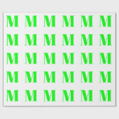 Papier Cadeau Personnaliser avec lettre initiale, cadeau vert né (Plat)