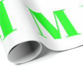 Papier Cadeau Personnaliser avec lettre initiale, cadeau vert né (Coin rond)