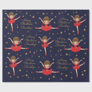 Papier Cadeau Personnaliser Brunette Christmas Ballerina