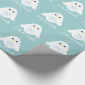 Papier Cadeau Personnaliser Chouette blanche moelleuse neige sur (Coin)