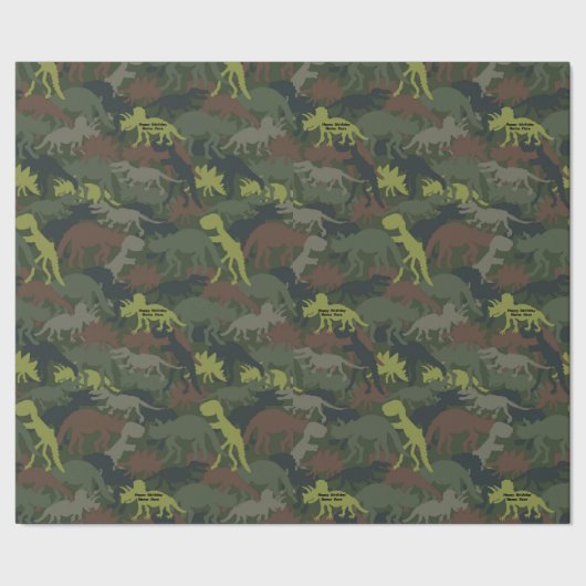 Papier Cadeau Personnaliser Dinosaur Silhouette Camouflée Annive (Couture)