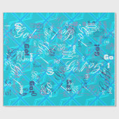 Papier Cadeau Personnaliser Drapeau Union Jack Turquoise (Plat)