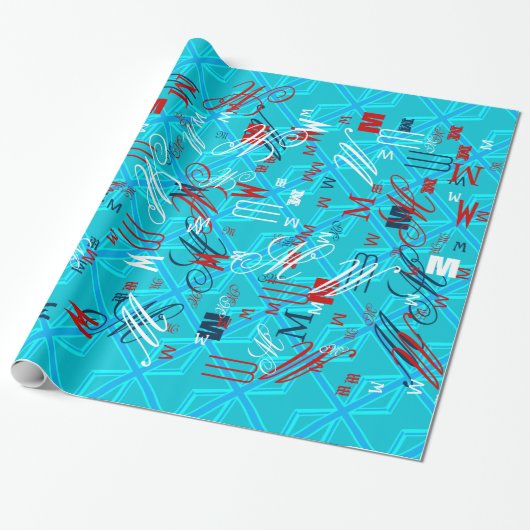 Papier Cadeau Personnaliser Drapeau Union Jack Turquoise (Déroulé)
