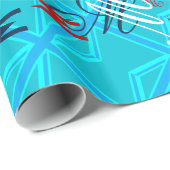 Papier Cadeau Personnaliser Drapeau Union Jack Turquoise (Coin rond)