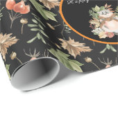 Papier Cadeau Personnaliser du raton laveur botanique Texte et c (Coin rond)