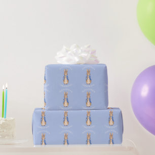 Papier Cadeau Personnaliser le classique lapin veste bleue baptê