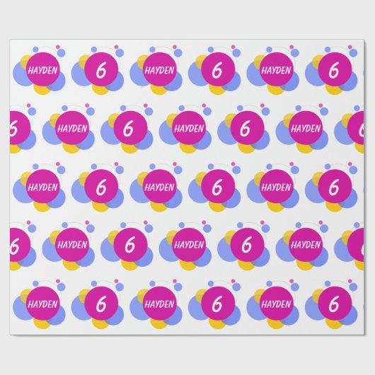 Papier Cadeau Personnaliser le nom de répétition et les enfants (Plat)