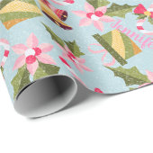 Papier Cadeau Personnaliser le nom en rose blanc mignon cadeau d (Coin rond)