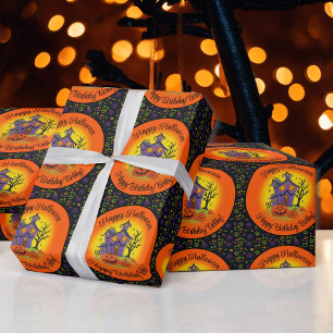 Papier Cadeau Personnaliser le nom Halloween Citrouille Haunted
